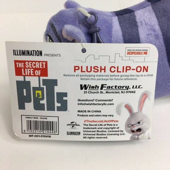 The Secret Life Of Pets Chloe Plush Clip On 6" Kitty Cat Stuffed Animal Cats New - Picture 5 of 12